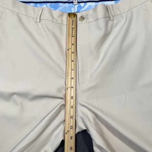 Peter Millar Beige Mens Tailored Chino Golf Shorts Size 42 Striped Lining Button - Picture 11 of 12